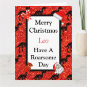 Gepersonaliseerde dinosaurus roarsome kerstkaart kaart (Voorkant)