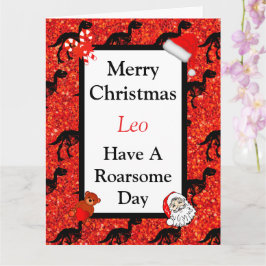Gepersonaliseerde dinosaurus roarsome kerstkaart kaart