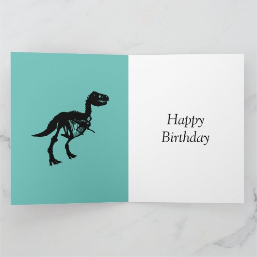 Gepersonaliseerde Dinosaurus skelet verjaardagskaa Kaart (Binnen)