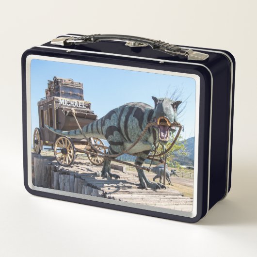 Gepersonaliseerde Dinosaurus Stagecoach Lunch Box (Achterkant)