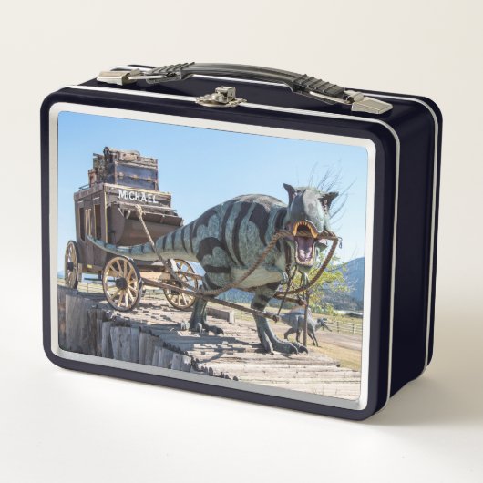 Gepersonaliseerde Dinosaurus Stagecoach Lunch Box (Voorkant)