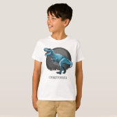 Gepersonaliseerde dinosaurus t-rex cadeau voor jon t-shirt (Voorkant volledig)
