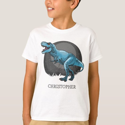 Gepersonaliseerde dinosaurus t-rex cadeau voor jon t-shirt (Voorkant)