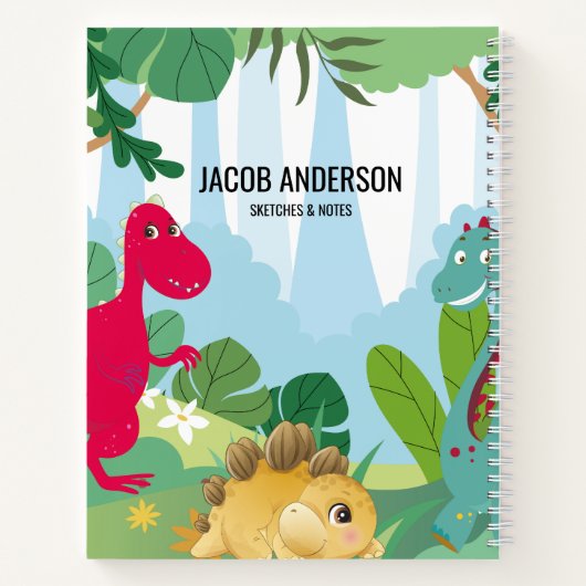 Gepersonaliseerde Dinosaurus Terug naar School Sch Notitieboek (Achterkant)