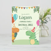 Gepersonaliseerde Dinosaurus voor Kinderen Verjaar Kaart (Staand voorkant)