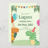 Gepersonaliseerde Dinosaurus voor Kinderen Verjaar Kaart (Voorkant / Achterkant)
