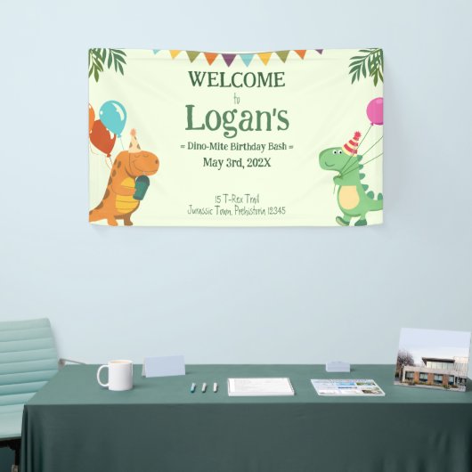 Gepersonaliseerde Dinosaurus voor Kinderen Verjaar Spandoek (Beurs)