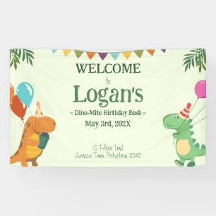 Gepersonaliseerde Dinosaurus voor Kinderen Verjaar Spandoek