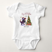 Gepersonaliseerde Dinosaurus Xmas Baby's Eerste Ke Romper (Voorkant)