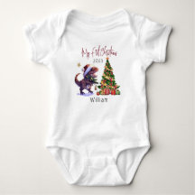 Gepersonaliseerde Dinosaurus Xmas Baby's Eerste Ke