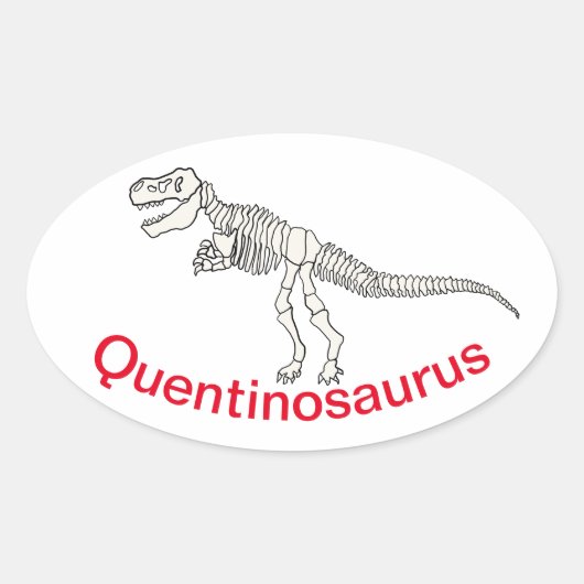 Gepersonaliseerde dinosaurusnaam ovale sticker (Voorkant)