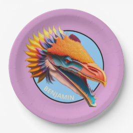 Gepersonaliseerde Dinosauruspartij 9"Ronde documen Papieren Bordje