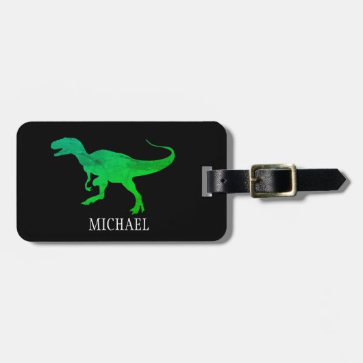 Gepersonaliseerde dinosaurusreizen bagagelabel (Voorkant horizontaal)