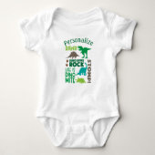 Gepersonaliseerde dinosaurussen Baby shower Gift Romper (Voorkant)