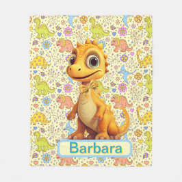 Gepersonaliseerde dinosaurussen en bloemen fleece deken