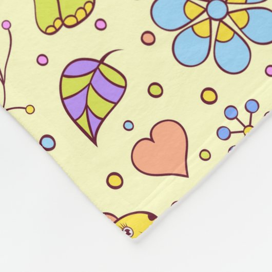 Gepersonaliseerde dinosaurussen en bloemen fleece deken (Hoek)