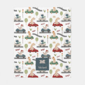 Gepersonaliseerde dinosaurussen rijden in verkeers fleece deken (Voorkant)