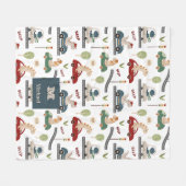 Gepersonaliseerde dinosaurussen rijden in verkeers fleece deken (Voorkant (Horizontaal))