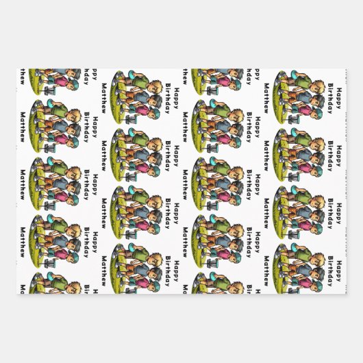 Gepersonaliseerde Disc Golf Boy's verjaardag Inpakpapier Vel (Voorkant)