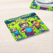 Gepersonaliseerde Disc Golf Boy's verjaardag Kartonnen Onderzetters (Schuin)