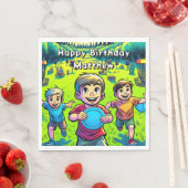 Gepersonaliseerde Disc Golf Boy's verjaardag Servet (Insitu)