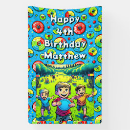 Gepersonaliseerde Disc Golf Boy's verjaardag Spandoek