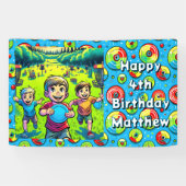 Gepersonaliseerde Disc Golf Boy's verjaardag Spandoek (Horizontaal)