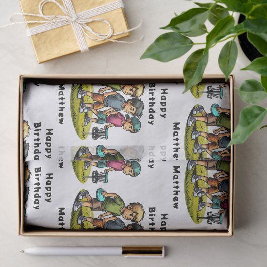 Gepersonaliseerde Disc Golf Boy's verjaardag Tissuepapier (Geschenk)