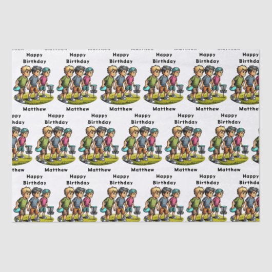 Gepersonaliseerde Disc Golf Boy's verjaardag Tissuepapier (Voorkant)