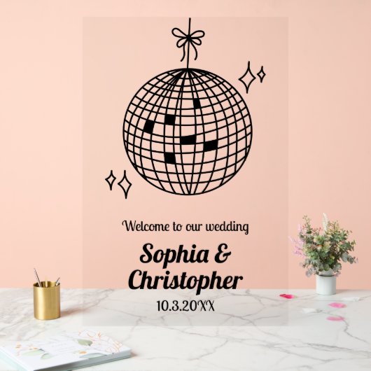Gepersonaliseerde Disco Ball Bruiloft Welkom Acryl Bord (Huwelijk)