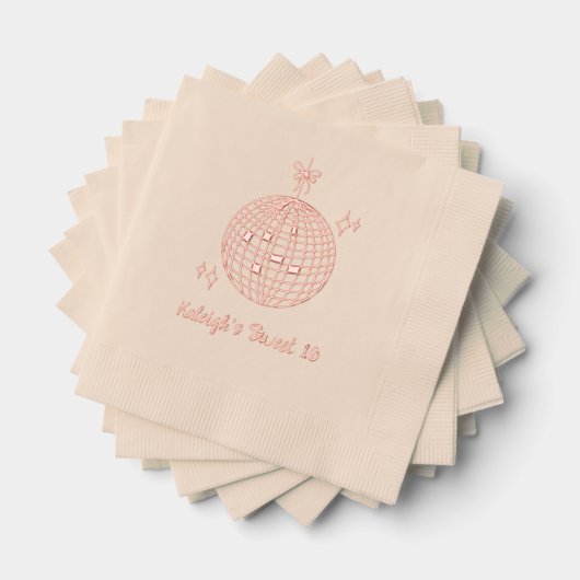 Gepersonaliseerde Disco Ball Sweet 16 Roze Folie s Folie Servetten (Insitu (Gestapeld))