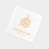 Gepersonaliseerde Disco Ball Verjaardag Gold Foil  Folie Servetten (Links)