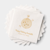 Gepersonaliseerde Disco Ball Verjaardag Gold Foil  Folie Servetten (Insitu (Gestapeld))
