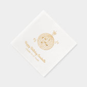 Gepersonaliseerde Disco Ball Verjaardag Gold Foil  Folie Servetten (Rechts)
