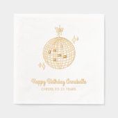 Gepersonaliseerde Disco Ball Verjaardag Gold Foil  Folie Servetten (Voorkant)
