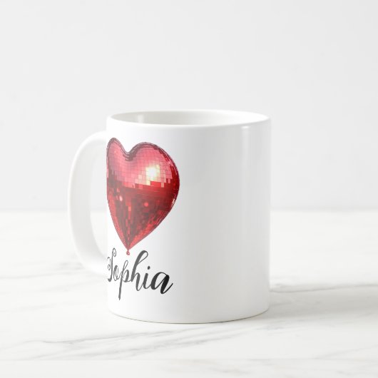 Gepersonaliseerde disco hart koffiemok (Voorkant links)