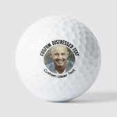 Gepersonaliseerde Distressed Font Tekst Foto Golf  Golfballen (Voorkant)