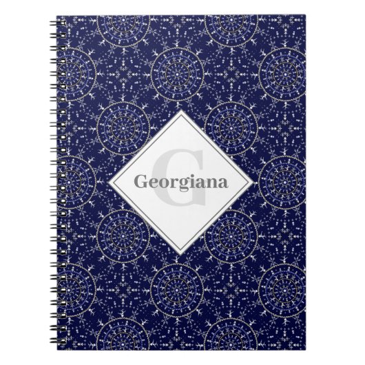 Gepersonaliseerde Ditsy Winter Snow Angels Sneeuwm Notitieboek (Voorkant)