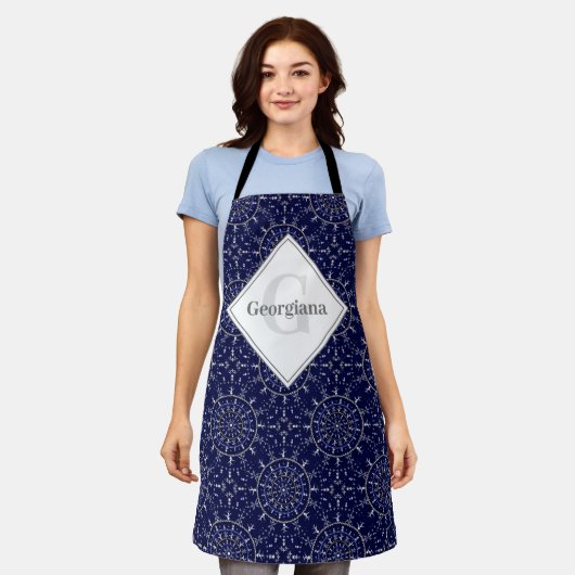 Gepersonaliseerde Ditsy Winter Snow Angels Sneeuwm Schort (Gedragen)