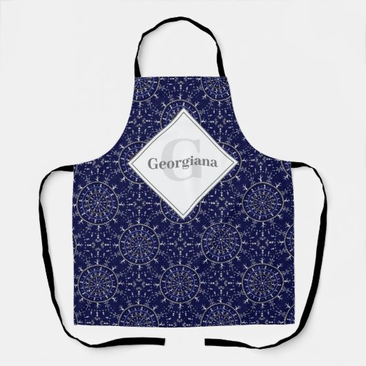 Gepersonaliseerde Ditsy Winter Snow Angels Sneeuwm Schort (Voorkant)