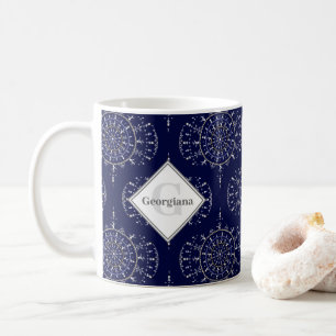 Gepersonaliseerde Ditsy Winter Snow Angels Snowmen Koffiemok