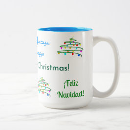 Gepersonaliseerde Diverse Vrolijke Kerstwens & Boo Tweekleurige Koffiemok