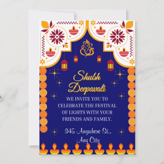 Gepersonaliseerde Diwali Invitation Kaart (Voorkant)