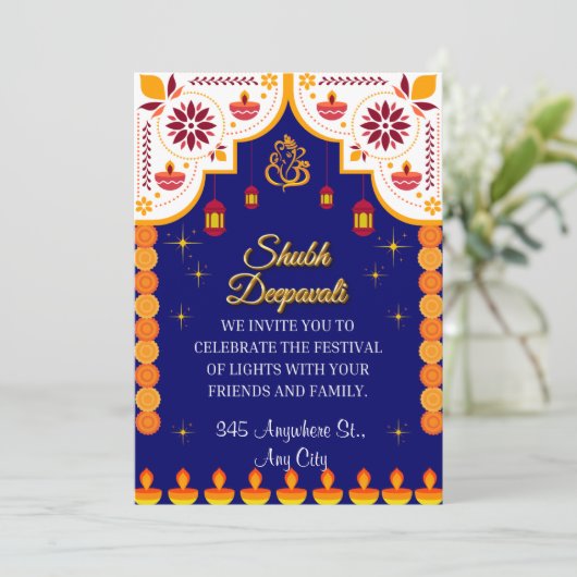 Gepersonaliseerde Diwali Invitation Kaart (Staand voorkant)