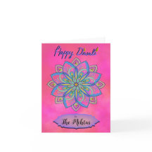 Gepersonaliseerde Diwali Pink Mandala Kaart