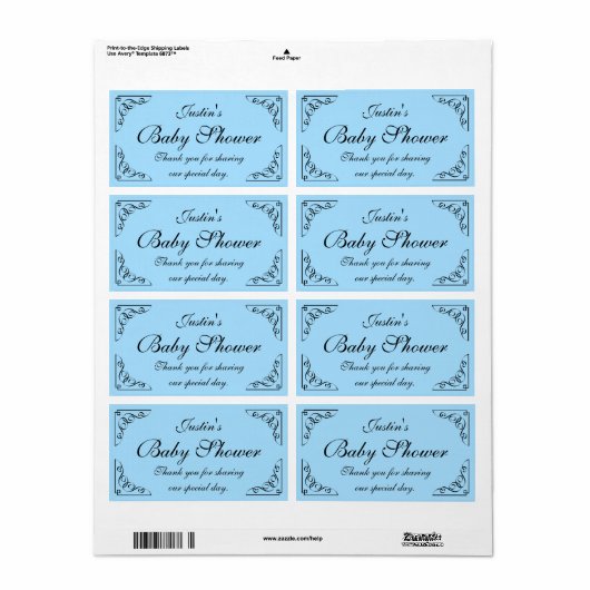 Gepersonaliseerde DIY baby shower waterflesetikett Etiket (Full Sheet)