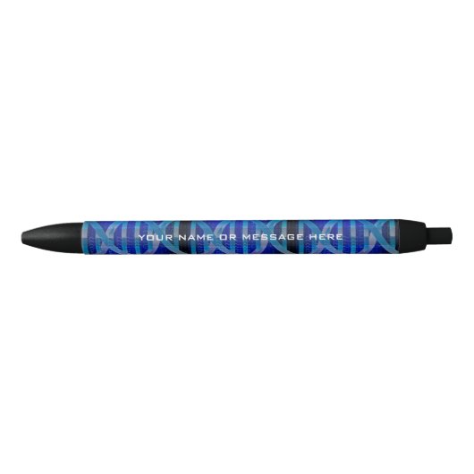 Gepersonaliseerde DNA Blue Science Zwarte Inkt Pen (Voorkant)