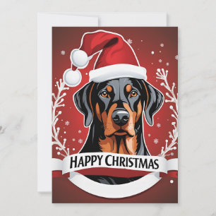 Gepersonaliseerde Doberman Hond Gelukkig Kerstmis Feestdagenkaart
