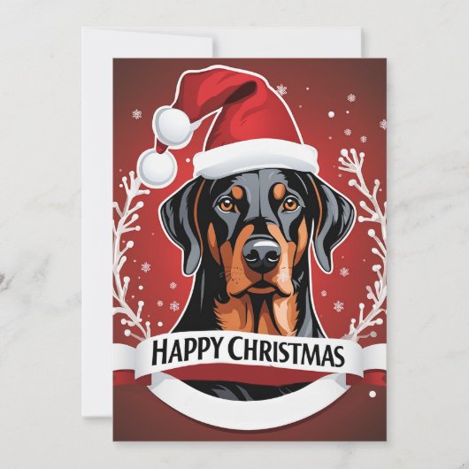 Gepersonaliseerde Doberman Hond Gelukkig Kerstmis Feestdagenkaart (Voorkant)