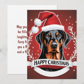 Gepersonaliseerde Doberman Hond Gelukkig Kerstmis Feestdagenkaart (Voorkant / Achterkant)